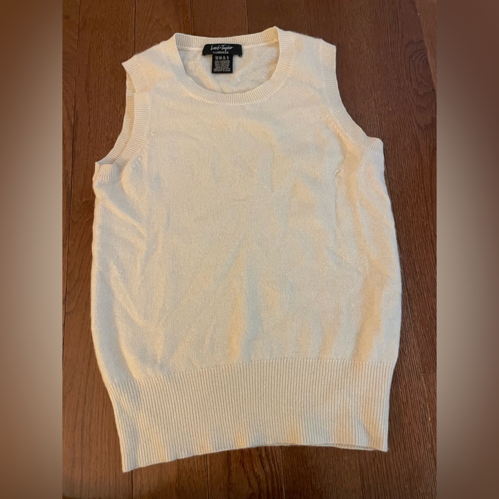 Lord & Taylor Beige Cashmere Sleeveless Top